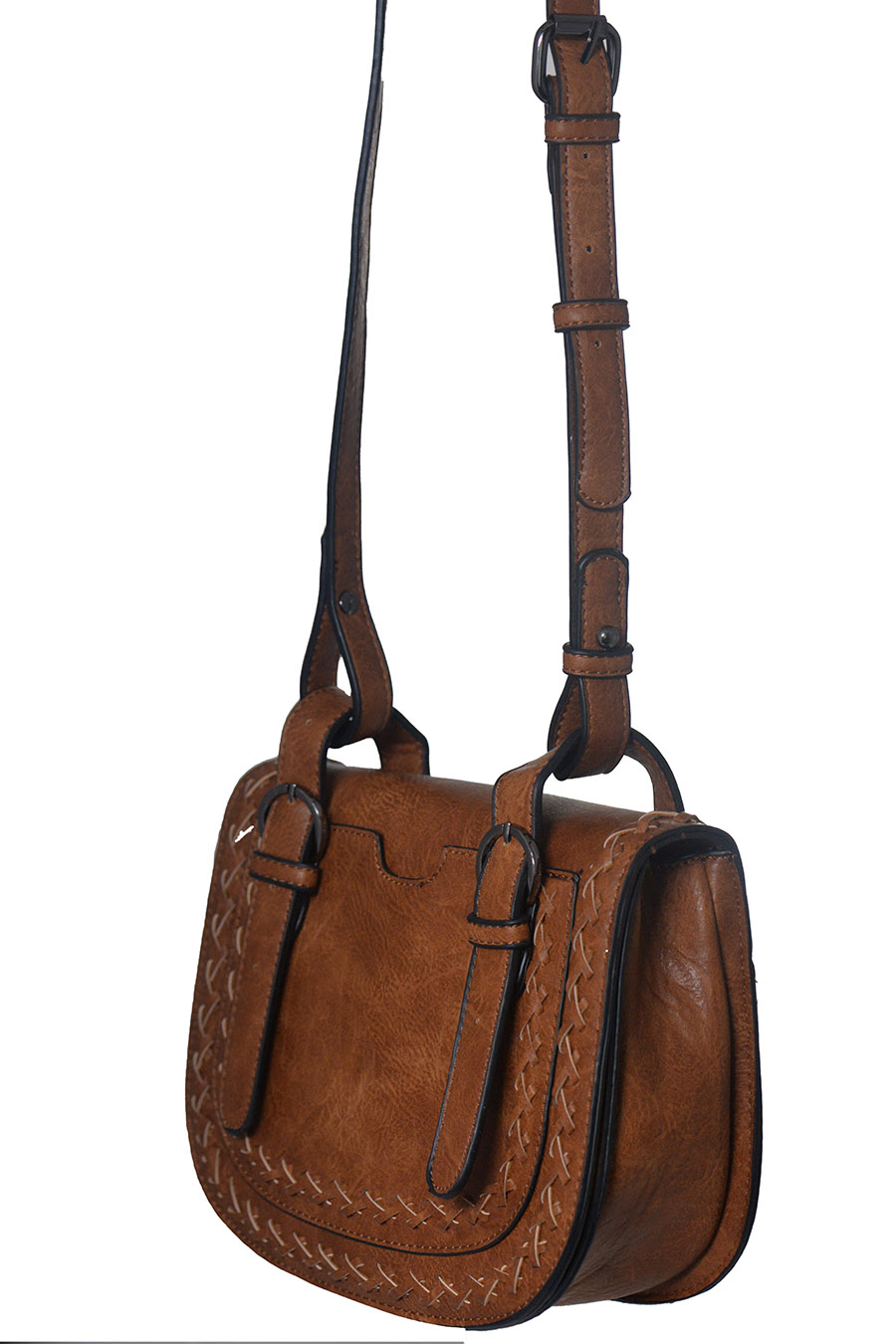 Faux Leather Messenger Bag BGW46135 39276 Black